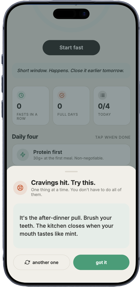 Resista. app showing the struggle button with a craving tip