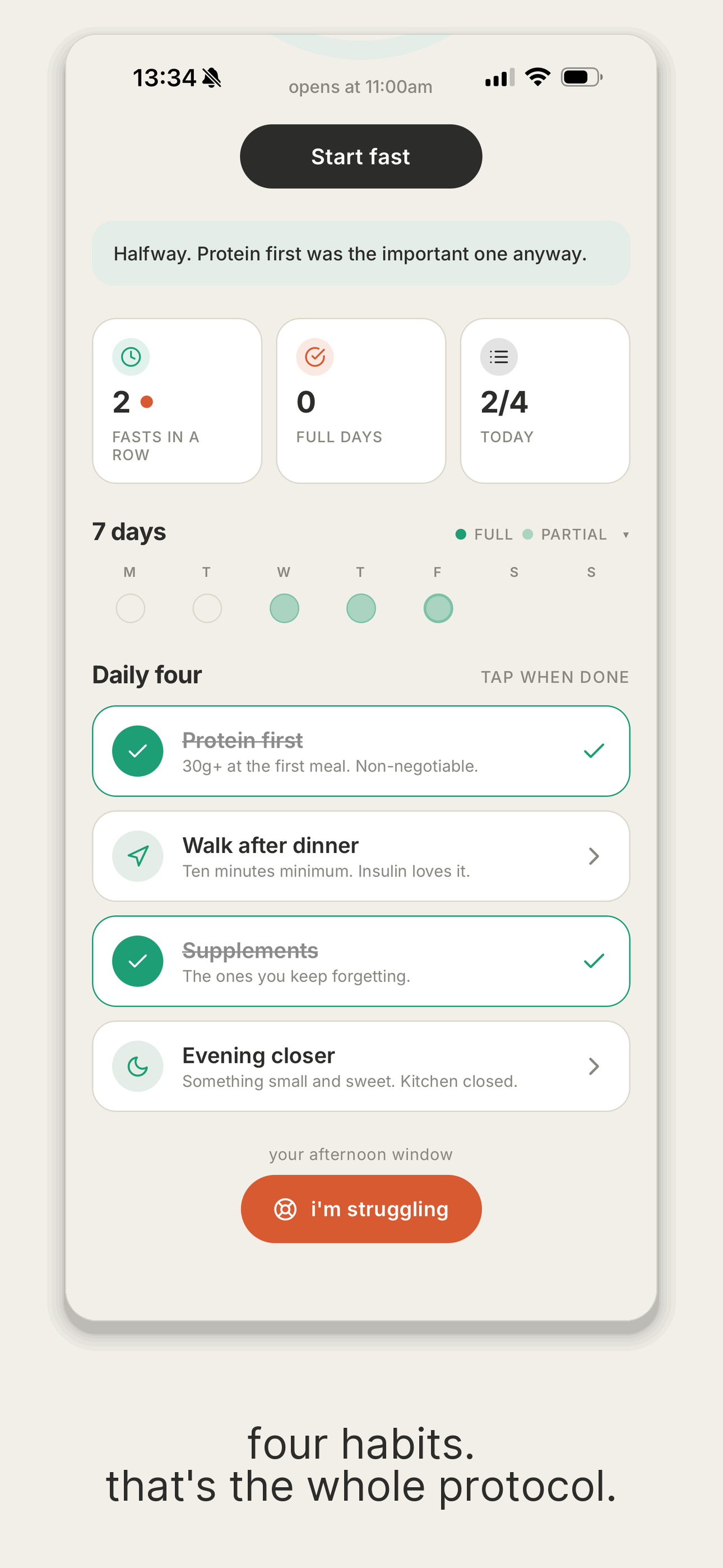 Daily four habits checklist